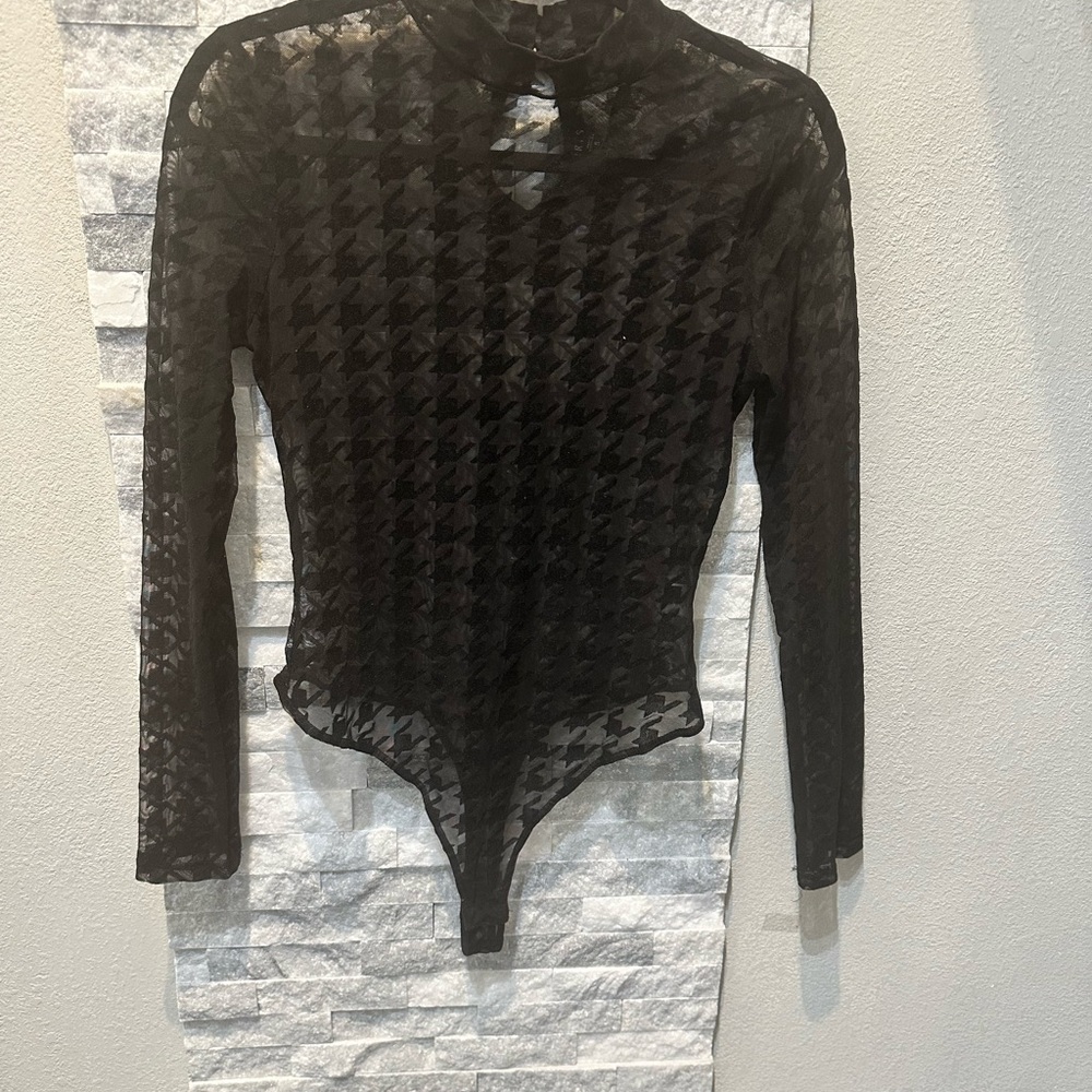 Black Sheer Long Sleeve Bodysuit